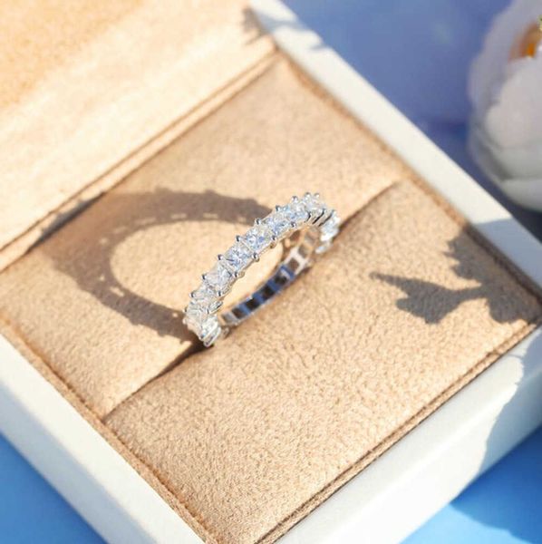 

band rings classic fine jewelry 925 sterling silver full princess cut white z cz diamond gemstones eternity square party women wedding ring