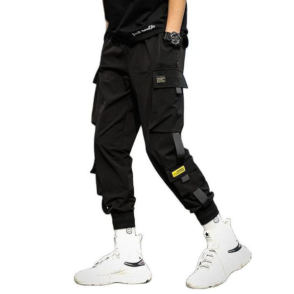 

blazers spring summer men hip hop joggers harem pants with ribbons thin hiphop jogging boys trouser black cargo pants 2023 plus size 5xl, White;black