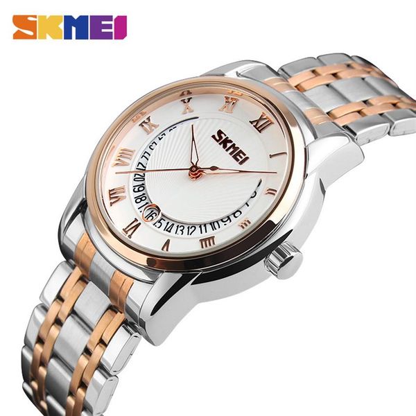 

skmei business mens watches brand luxury stainless steel strap waterproof watch quartz wristwatches relogio masculino 9122222y, Slivery;brown