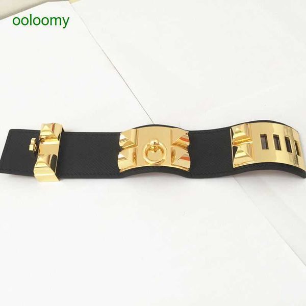 

hemres designer bracelet gold bracelet for women classic star same style rivet leather bracelet cdc palm pattern genuine women's cowhid, Black
