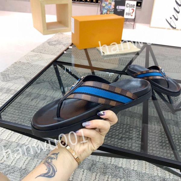 

leather slide slippers designer flat men's summer sandals fashion luxury leisure resort beach, Black