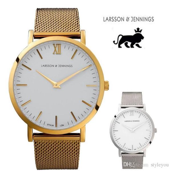 

fashion brand watch larsson and jennings watches for men and women famous montre quartz watch stainless steel strap sport watches2495, Slivery;brown