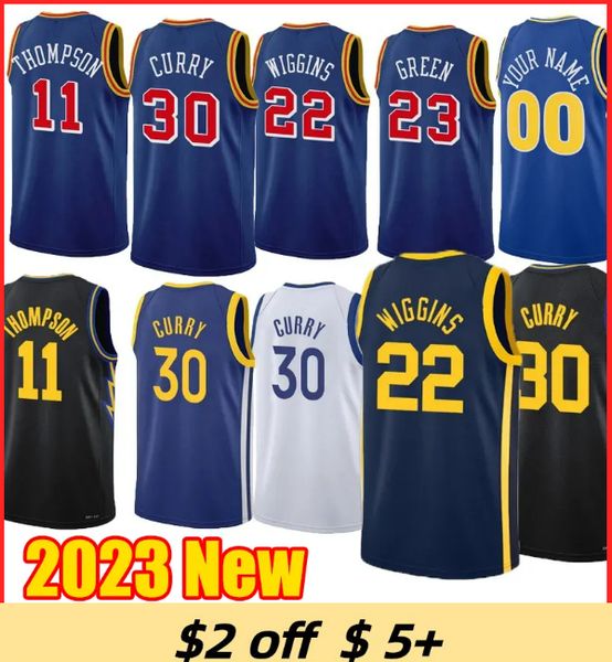 

vintage stephen curry klay thompson basketball jerseys draymond green andrew wiggins poole warriores 2022 2023 city shirt edition blue black, Black;red
