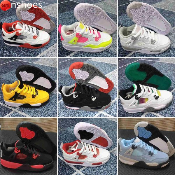 

2022 children athletic basketball shoes 4s boys girls iv training sneakers youth kids sports sneakers size 28 -35, Black