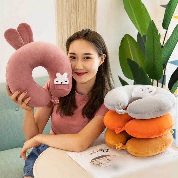

pillows children travel pillow soft short plush cartoon u-shaped pillow portable outdoor nap flight neck pillow nursing cushion w0421