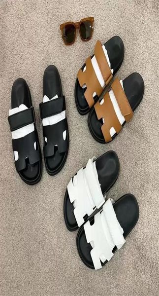 

deigner chypre slippers men women casual sandals classic flat slides comfortable leather slipper summer beach flip flops brown bla9635728, Black