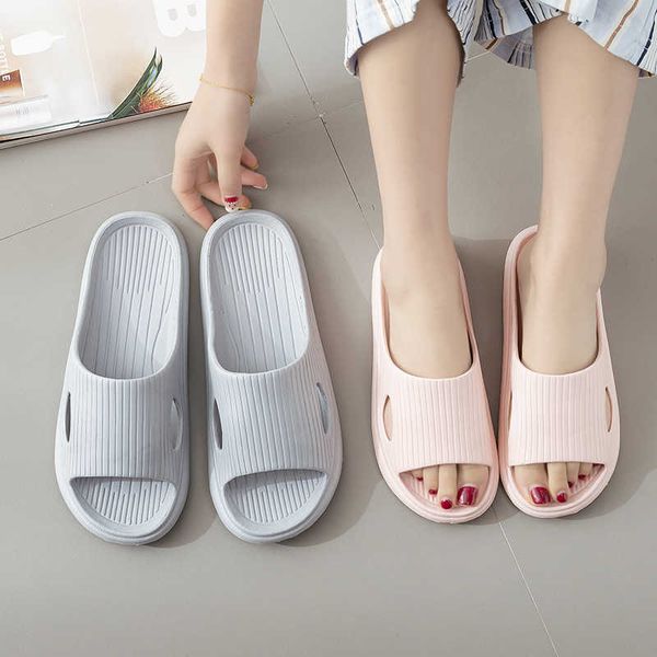

qidashun 2023 new summer slippers soft sole couples non slip home bathroom cool drag feet, Black