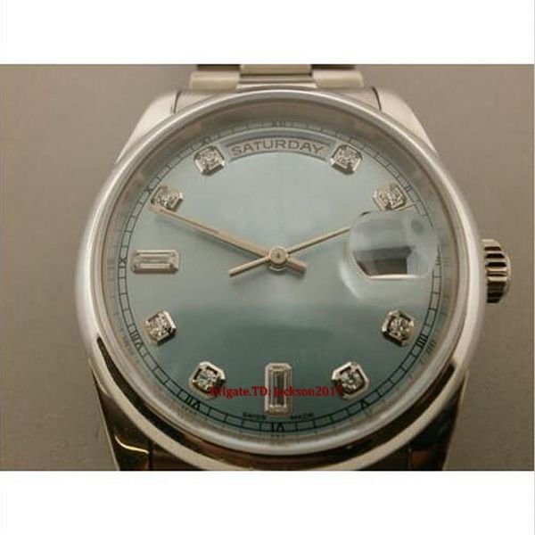 

christmas gift 7 style mens watches 118239 president 18k light blue gold diamond silver 4 dial 36mm automatic movement 28133163, Slivery;brown