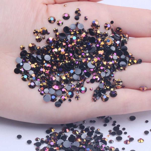 

nail art decorations resin rhinestones 26mm and mixed sizes gold black ab non ix glitter for nails art backpack diy design decorations j2304, Silver;gold