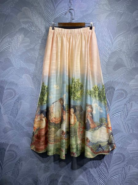 

skirts australian fashion designer designs a new spring 2023 elastic waist printed long skirt, Black