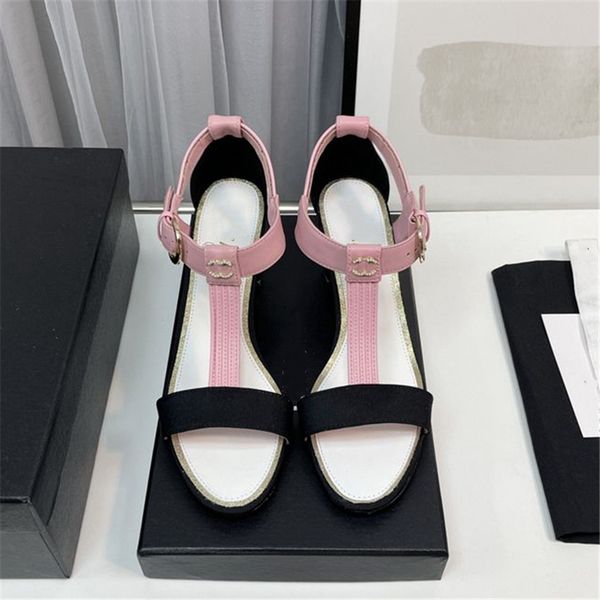 

summer popular women's sandals 2023 fashion channel luxury brand business work leisure travel letter logo women's high heels men&#, Black