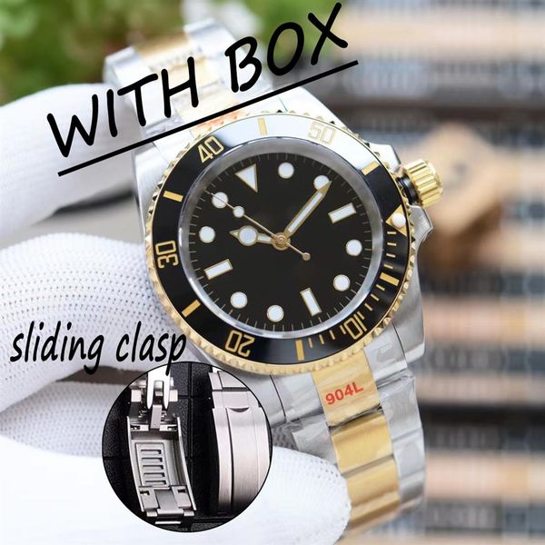 

mens automatic mechanical watches ceramic bezel 41mm full stainless steel gliding clasp swimming wristwatches sapphire luminous mo280g, Slivery;brown