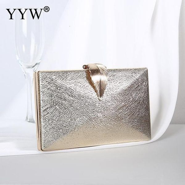 

evening bags women's wedding clutch gold purse ladies handbag party for bridal metal leaf lock shoulder women 230421