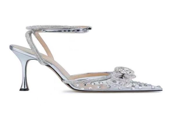 

latest fashion rhinestone highheeled sandals 95cm dress shoes luxury transparent crystal pvc women039s shoulder strap banquet8574721, Black