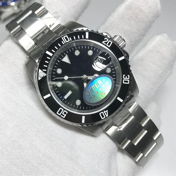 

2020 new black watch sub men sweeping movement 40mm automatic machinery watches glide lock ceramics bezel sapphire glass watches284j, Slivery;brown