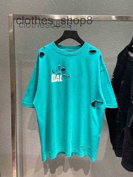 

men's shirts designer bbalengs t shirt sweaters home correct b version art hole short sleeve paris broken pattern english letter loose, White;black