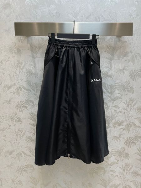 

2023 skirts new luxury brand summer fashion zipper lady elegant skirts women high waist black a-line long skirt