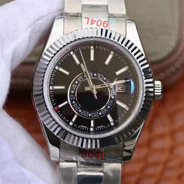 

n factory mens watch 9001 movement 904l sapphire glass mechanical automatic watch bezel movable red dot luminous water2331, Slivery;brown