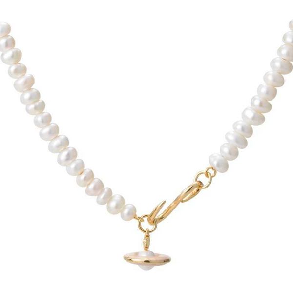 

designer vivians necklace freshwater pearl pink saturn necklace, Silver