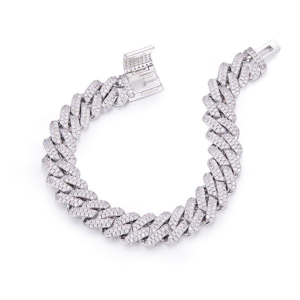 

cuban chain designer jewelry 14mm designer necklace designer bracelet cuban link 925 silver mounted with moissanite for men women hip hop je