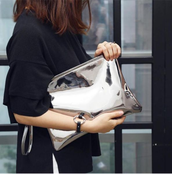 

laser holographic women envelope clutch luxury party shining lady clutches pu leather female wrist clutch purse evening bags 220507761476