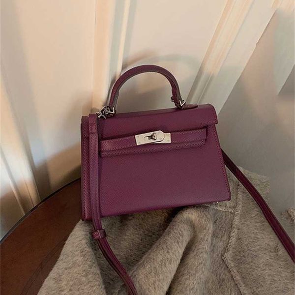 

designer kellies handmade luxury h erms handbag sea purple second-generation 2022 new texture mini shoulder handbag for women with logo qq