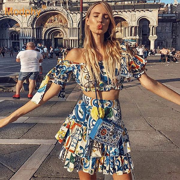 

dress new printed women's set strapless pleated mini skirt 2 twopiece set casual party holiday 2020 summer fashion tide, White