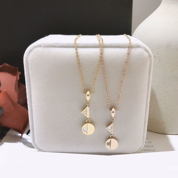 

fashion women luxury designer necklace choker chain 18k gold plated rose gold plated stainless steel flower letter pendants statement jewelr, Silver