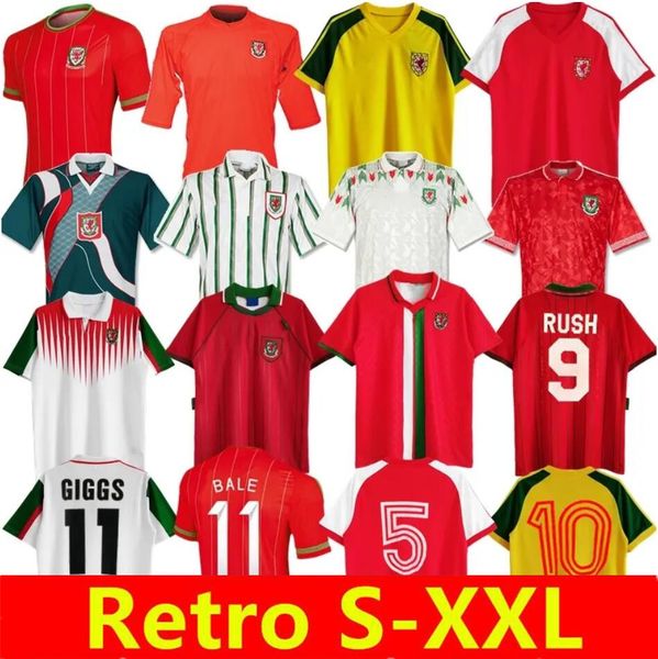 

1982 1976 wales retro soccer jerseys 1991 1993 1994 1995 1996 1998 15 16 giggs hughes bale rush boden speed vintage classic football shirt, Black;yellow