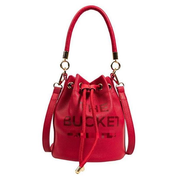 

luxury designer women's bags rich barrels real classic marc cannes modeling leather crossbody bucket bag wedding_8, Black;red