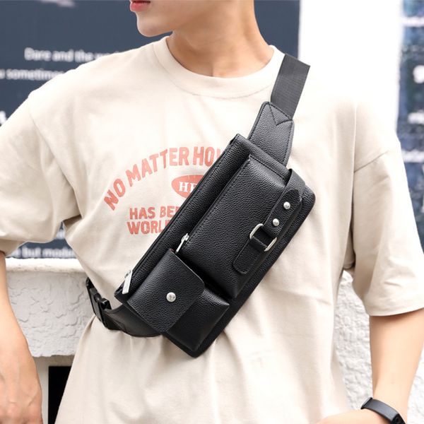 

waist bags brand men's waist bag pu leather male fanny pack male shoulder chest bags for phone hip sack man belt pouch bum bag