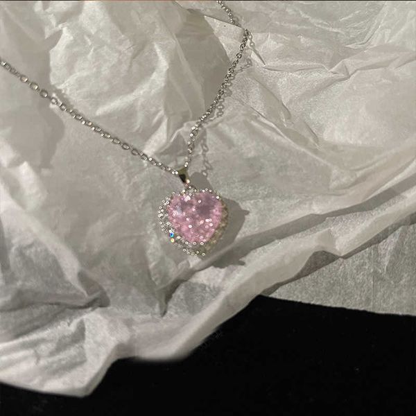 

pendant necklaces 2022 punk pink love heart pendant short necklaces for women goth vintage fashion charm choker necklace y2k jewelry 90s w04, Silver