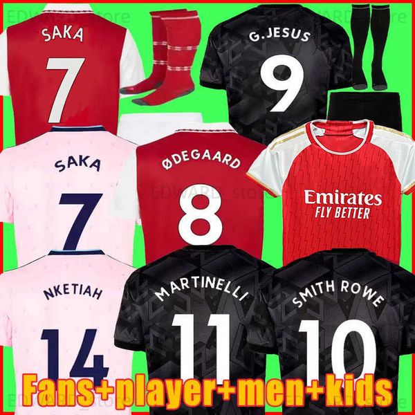 

saka soccer jerseys g. jesus odegaard fans player version 22 23 24 gunners martinelli smith rowe thomas nketiah zinchenko saliba football sh, Black
