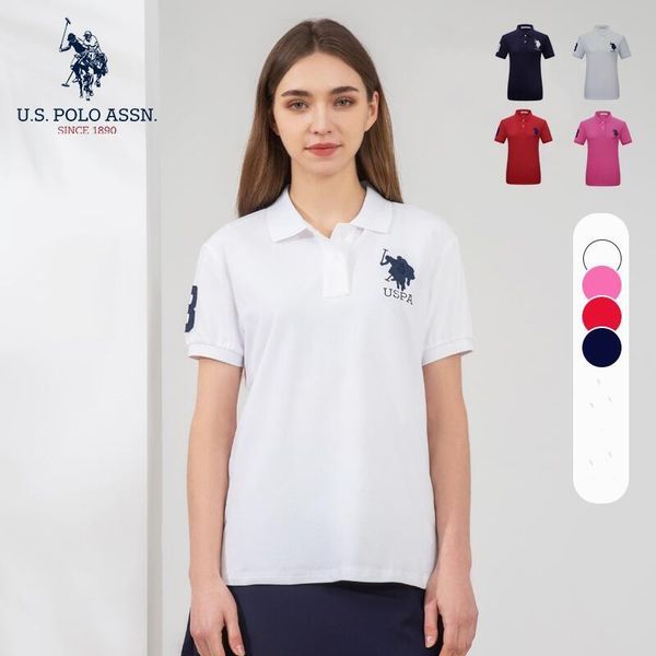 

polos u.s.polo assn. summer new women's polo shirt cotton comfortable casual fashion halfsleeve loose lapel couple shortsleeved, White