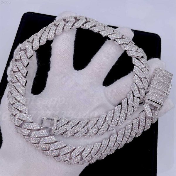 

bussdown jewelry luxury hip hop cuban link chain s925 man necklace men chain necklace vvs moissanite, Silver