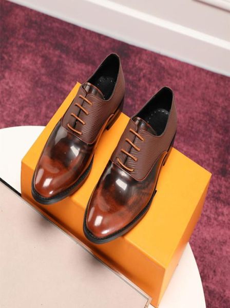 

men man real caw leather formal dress party shoes luxury male footwear logo brand package l30008199383, Black