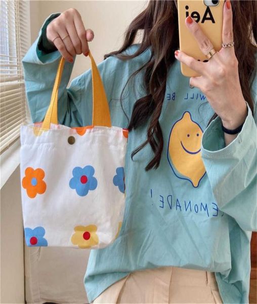 

shopping bags floral mini canvas shopping handbags fmale reusable foldable tote bags women canvas shoulder bags female ulzzang fun3082263