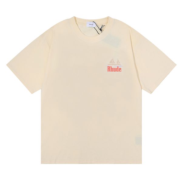 

new mens t shirts 21ss designer brand rhude summer patterns embroidery with letters tees short sleeve us size m-xl, White;black