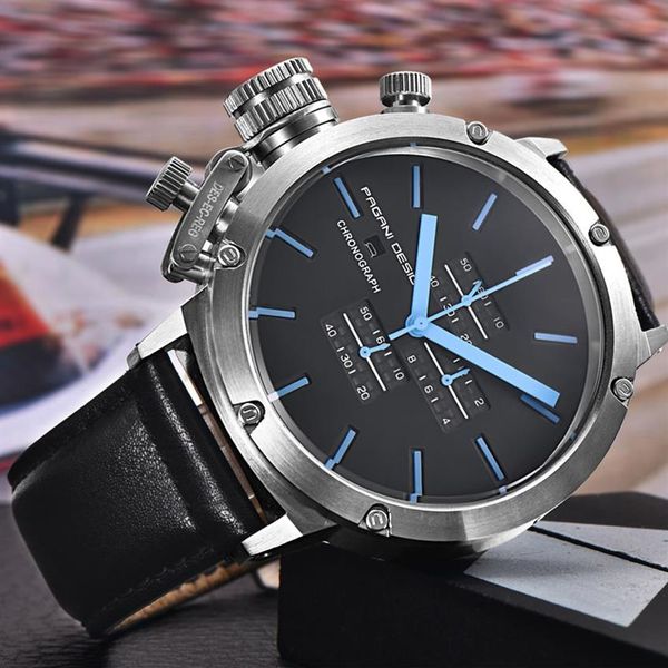 

original pagani design sports watches men multifunction dive unique innovative chronograph quartz-watch men relogio masculino241l, Slivery;brown