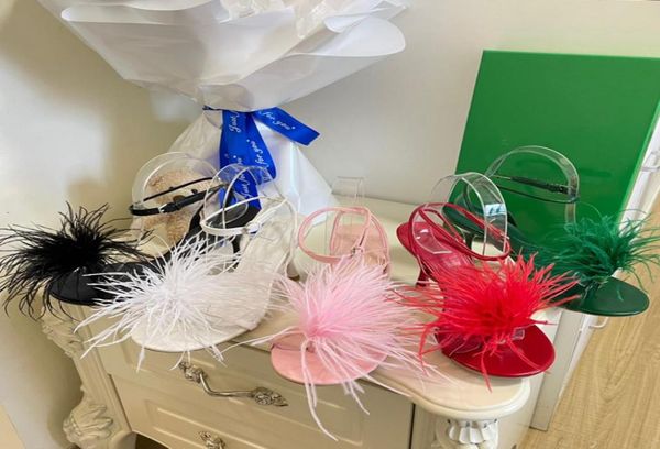 

luxury designer ostrich hair word classic roman sandals wavy nonslip bottom candy color 8cm high heel size 3540 with box9044026, Black