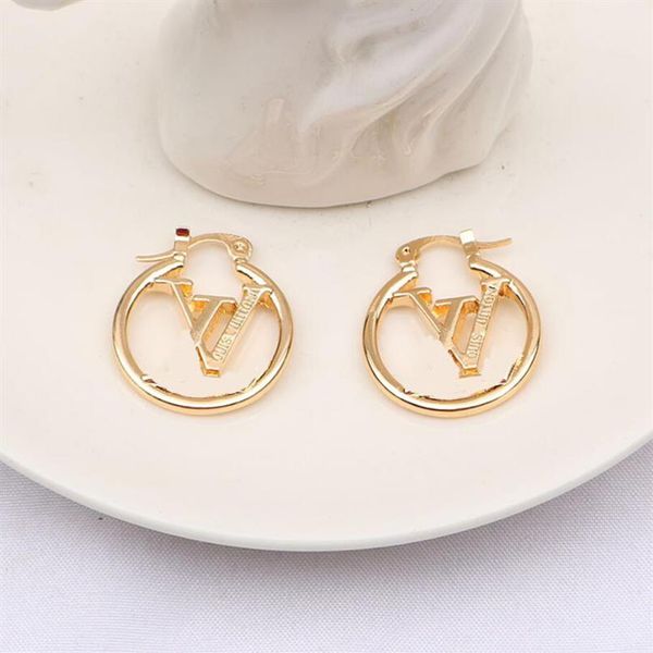 

fashion womens brand designer letter earrings ear stud cuff women elegance temperament simple ladies wedding party jewelry gift ac282q, Golden;silver