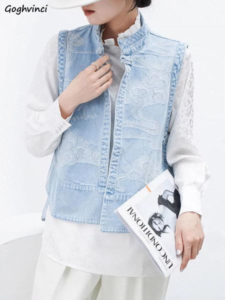 

vests denim vests women design retro allmatch personality chinese style streetwear fall asymmetrical loose daily leisure chic, Black;white