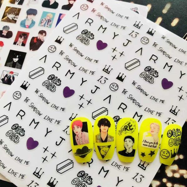 

stickers decals tsc3637 anime korea boy 3d nail art stickers slider finished sticker patch 0613 j230420, Black