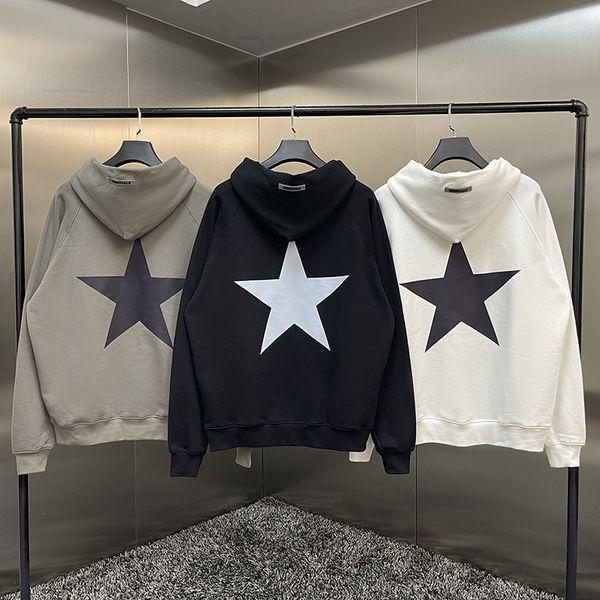 

designer pullover classic hoodies fashion brand five-star big print sweatshirt hip-hop loose oversize hoodie, Black