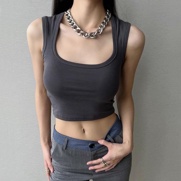 

tanks damskie kwadratowe szyi typu crop tank, Black;white