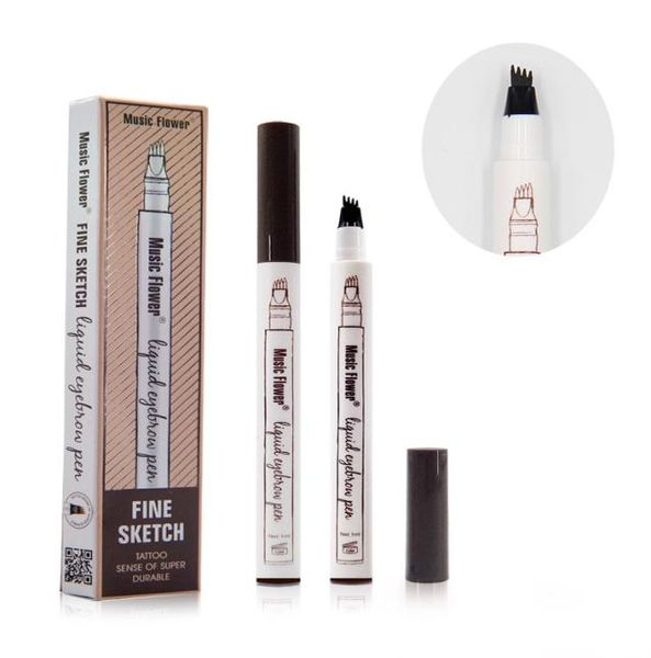 

waterproof music flower liquid eyebrow enhancers 4 unique micro fork tip simulate raw eyebrows sweatproof durable 4 colodes avail4300166