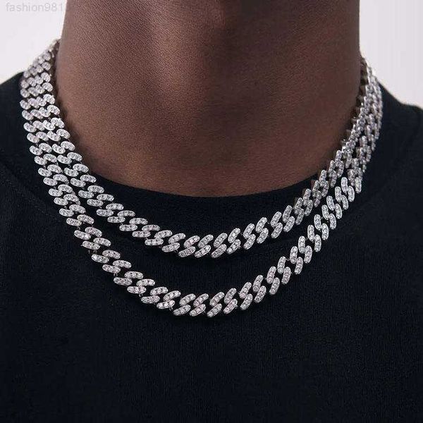 

iced out hip hop 24mm wide 4 rows miami cuban link chain vvs moissanite cuban link chain necklace, Silver