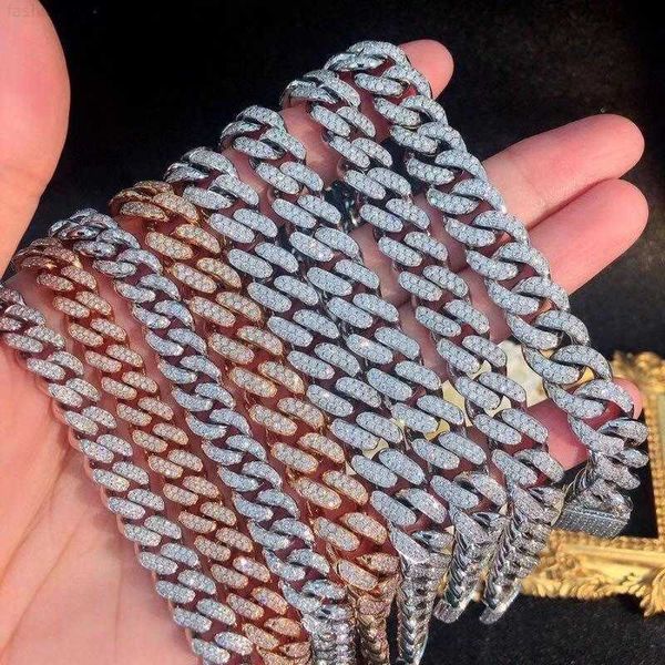 

selling product moissanite diamond 8mm width solid silver cuban link chain for mens hip hop cuban necklace