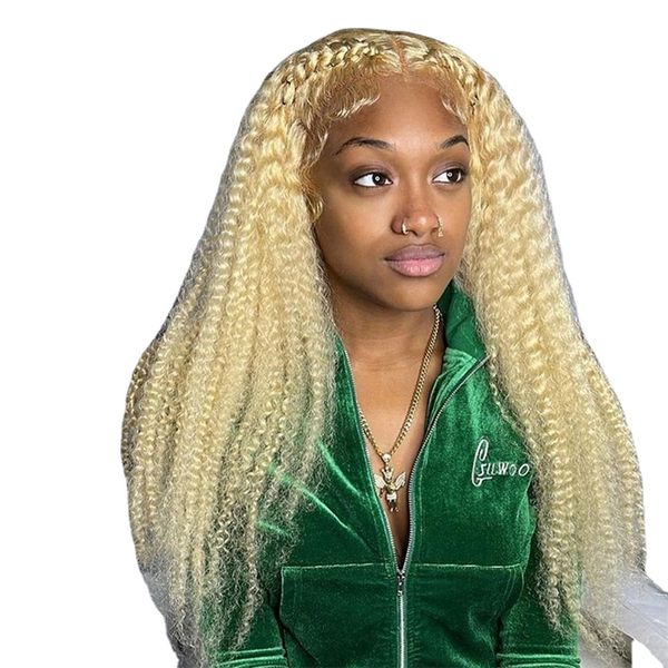 

613 blonde 360 lace frontal wig glueless full lace human hair wig 180% hd 13x6 kinky curly lace front for women, Black;brown