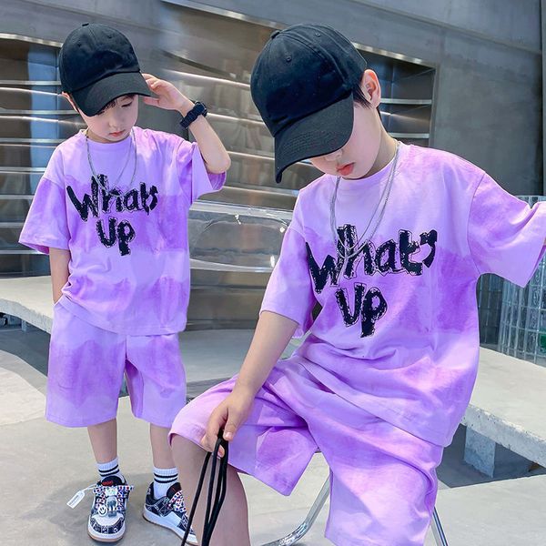 

clothing sets 2023 boy summer quick dry suit children streetwear what's up short sleeve tshirt shorts two piece sports set loose outfit, White